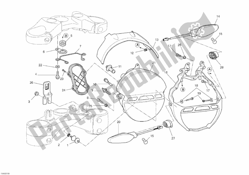 Alle onderdelen voor de Koplamp van de Ducati Monster 796 ABS USA 2012